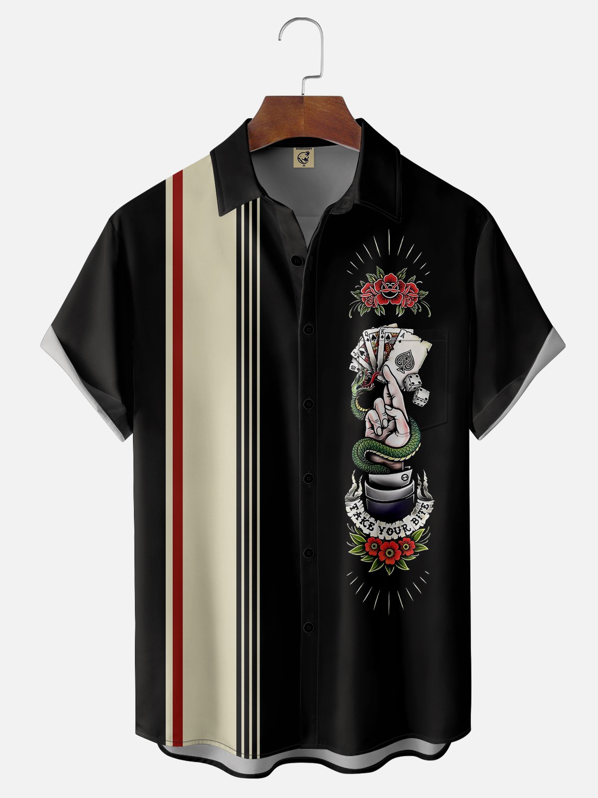 Moisture-wicking Casino Poker Dice Chest Pocket Bowling Shirt