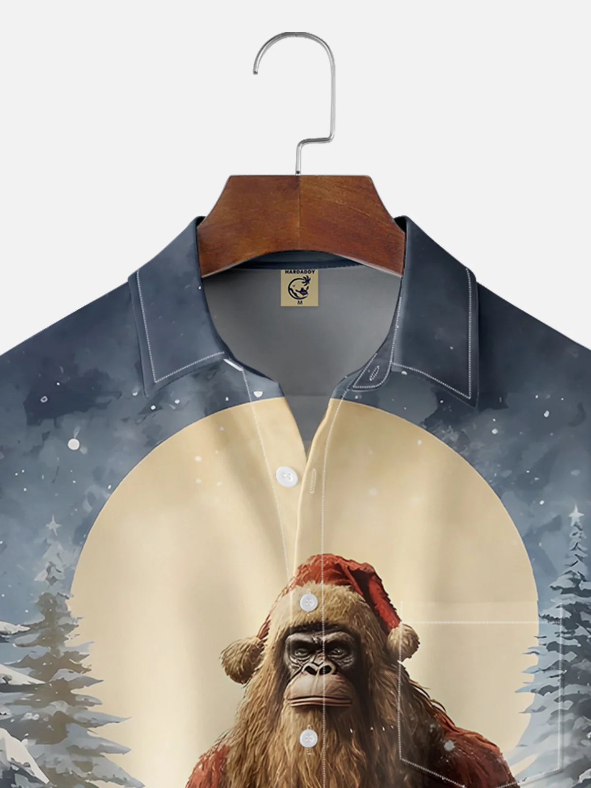 Moisture-wicking Santa Bigfoot Chest Pocket Hawaiian Shirt