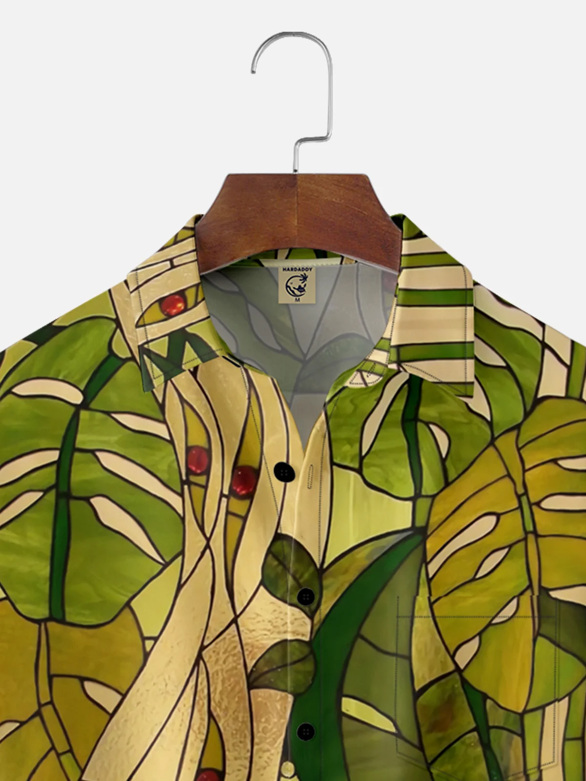 Moisture-wicking Abstract Art Tropical Plants Chest Pocket Hawaiian Shirt