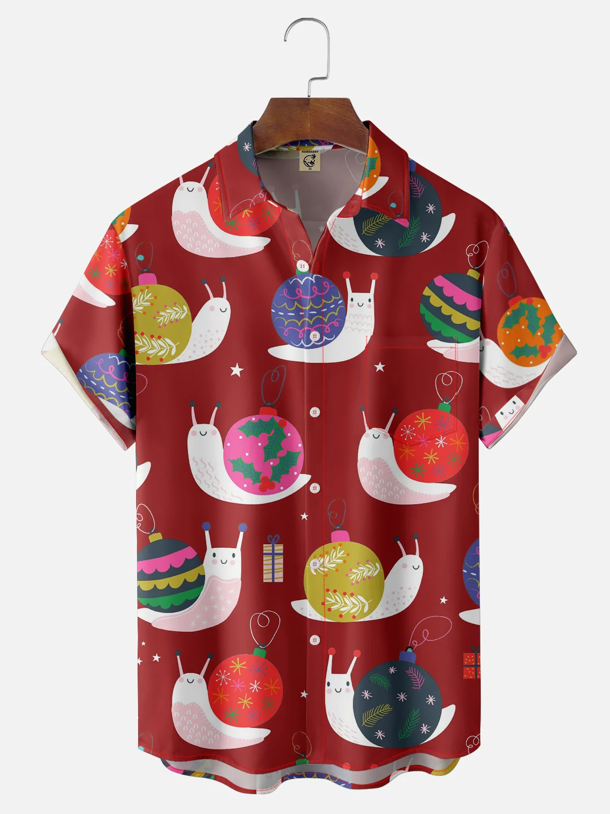 Moisture-wicking Christmas Decoration Hanging Ball Snail Pocket Casual Shirt