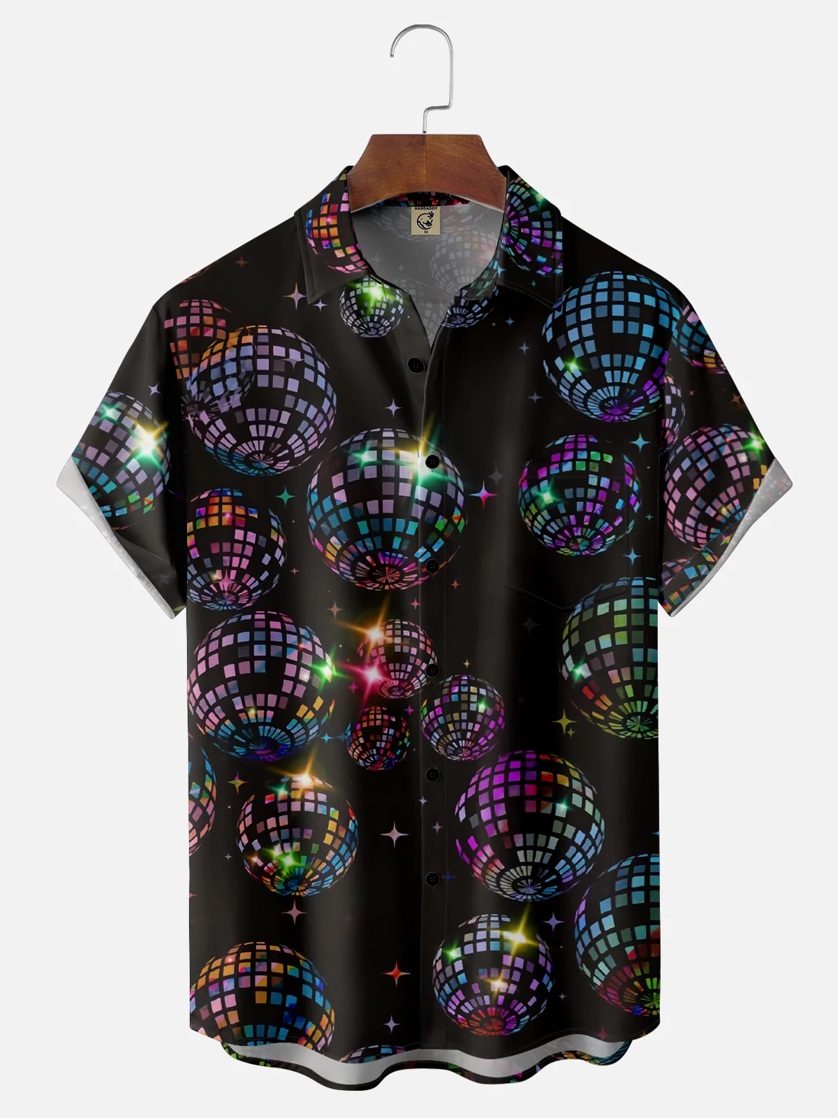 Moisture-wicking Disco Party Lanterns Chest Pocket Funky Party Shirt