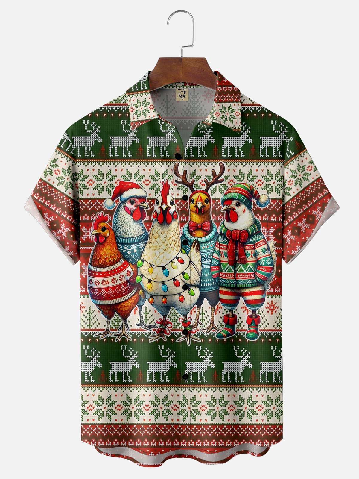 Moisture-wicking Christmas Rooster Fun Pocket Casual Shirt