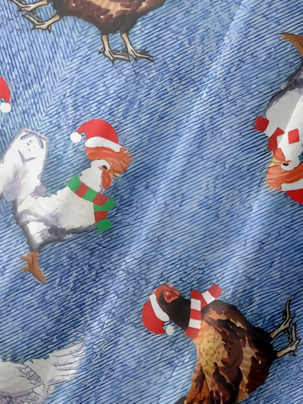 Moisture Wicking Christmas Chicken Chest Pocket Hawaiian Shirt