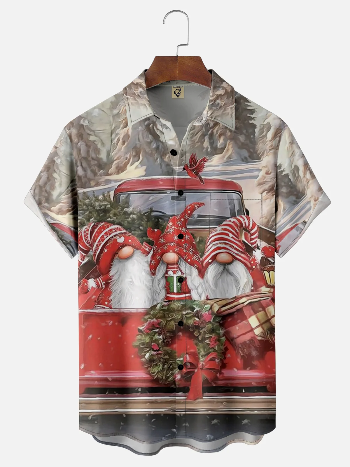 Moisture-wicking Christmas Gnome Car Pocket Casual Shirt