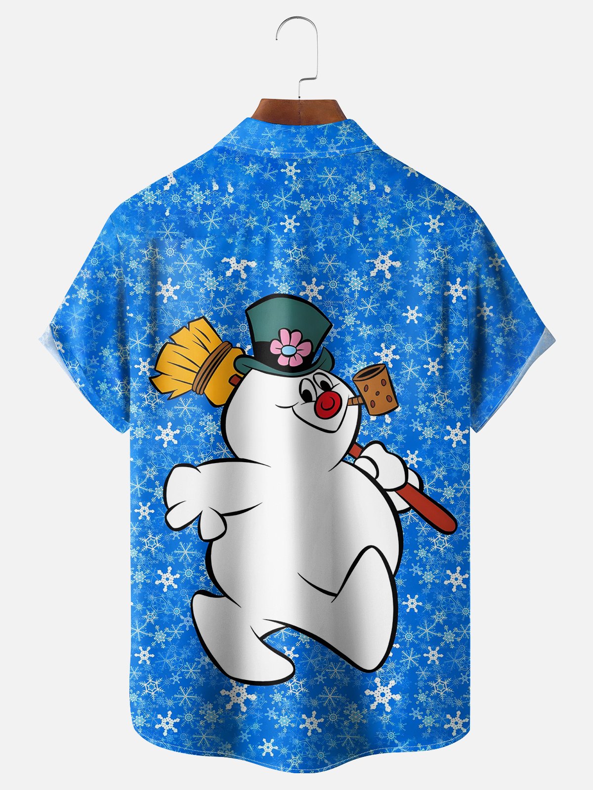 Moisture-wicking Christmas Snowman Chest Pocket Casual Shirt