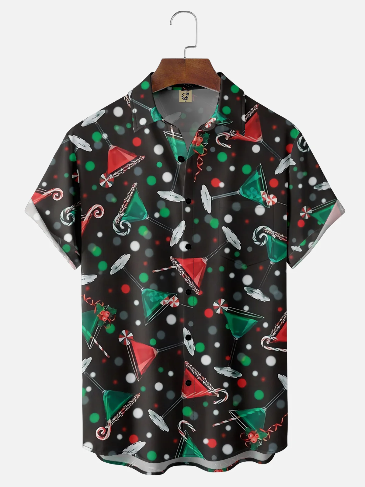 Moisture Wicking Christmas Christmas Mug Chest Pocket Casual Shirt