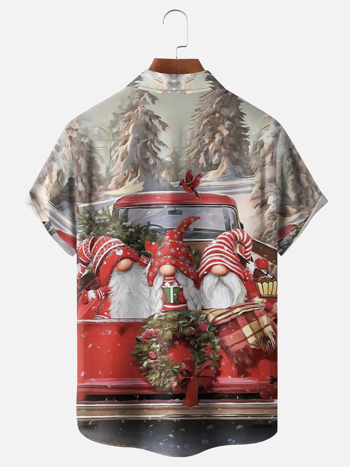 Moisture-wicking Christmas Gnome Car Pocket Casual Shirt