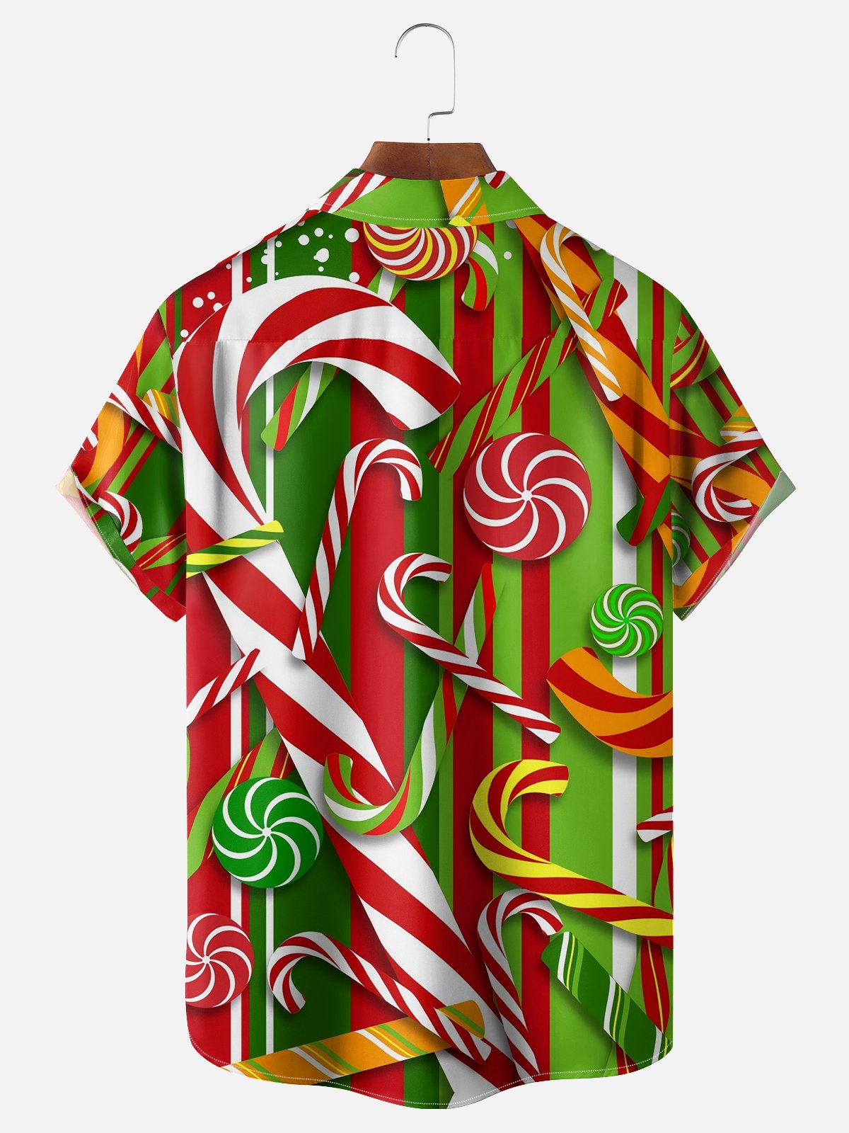 Moisture-wicking Christmas Candy Canes Pocket Casual Shirt