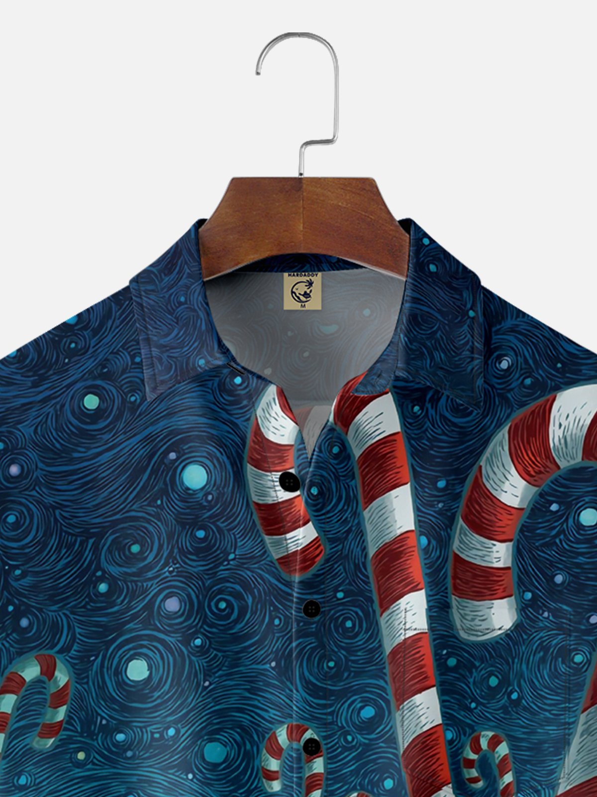 Moisture-wicking Christmas Candy Cane Starry Sky Pocket Casual Shirt