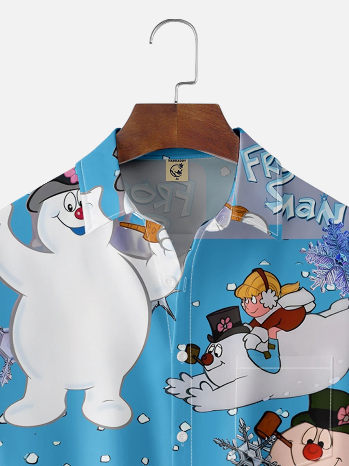 Moisture-wicking Christmas Snowman Chest Pocket Casual Shirt