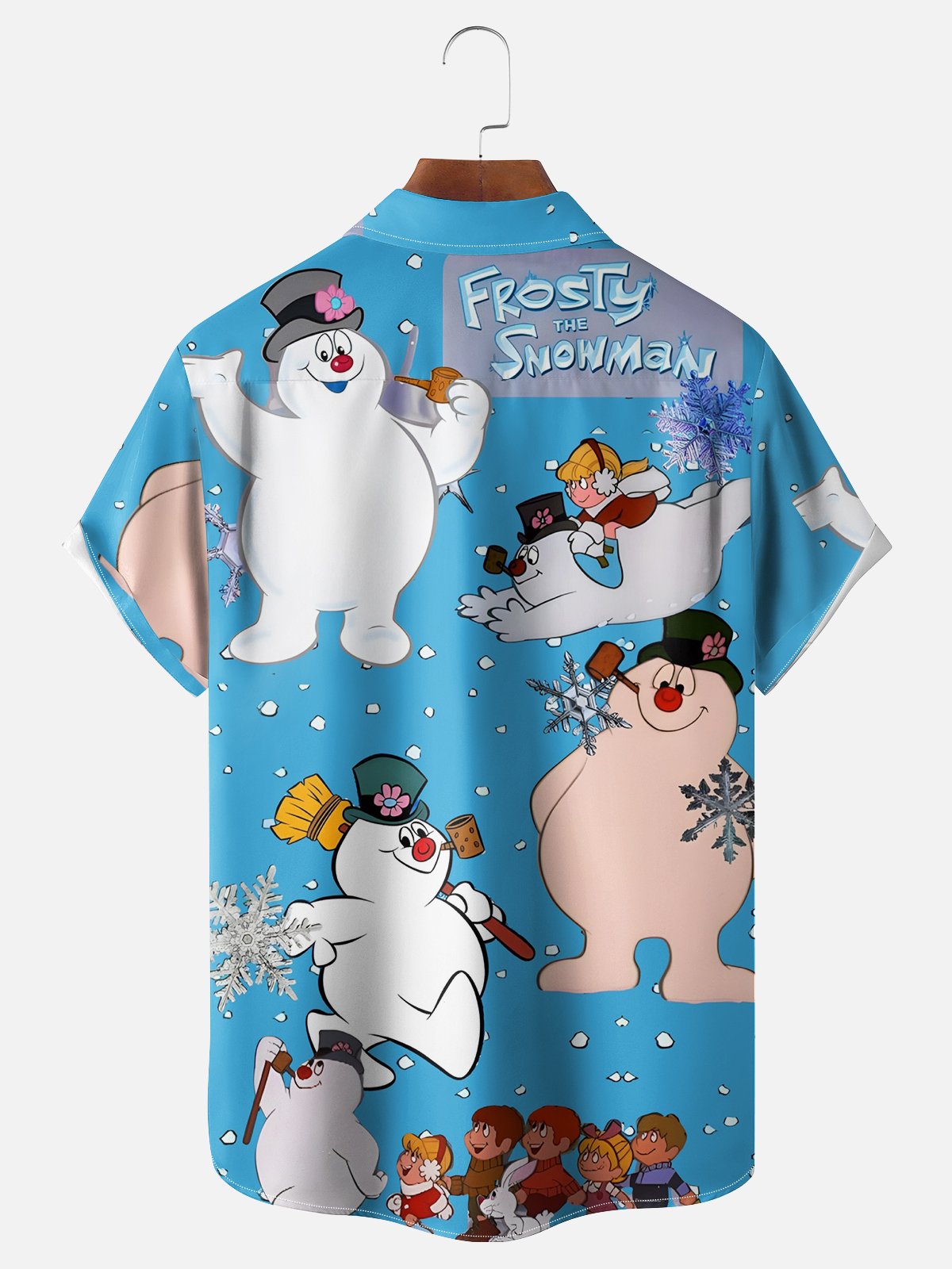 Moisture-wicking Christmas Snowman Chest Pocket Casual Shirt
