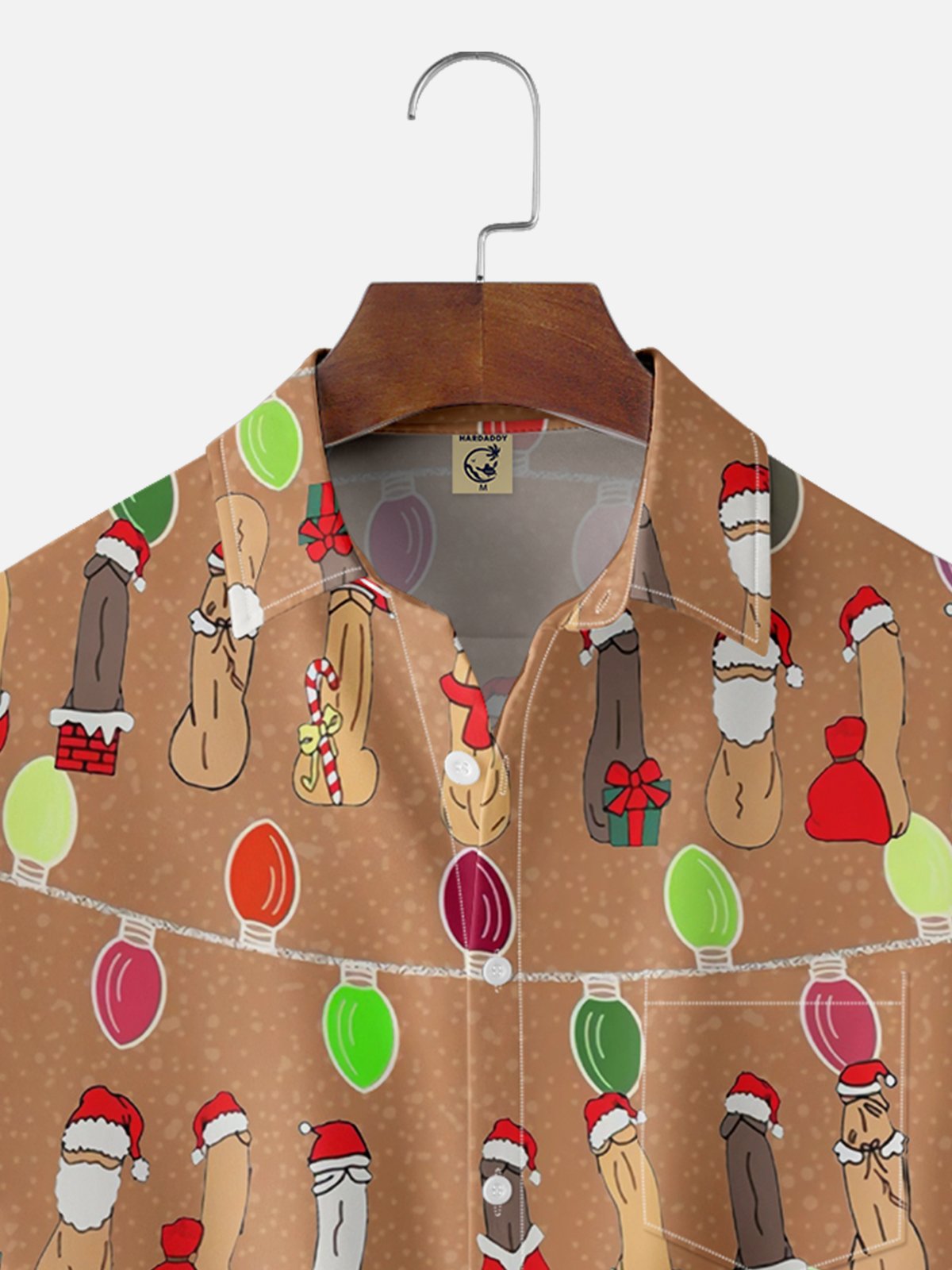 Moisture Wicking Christmas Ugly Decorated Chest Pocket Casual Shirt