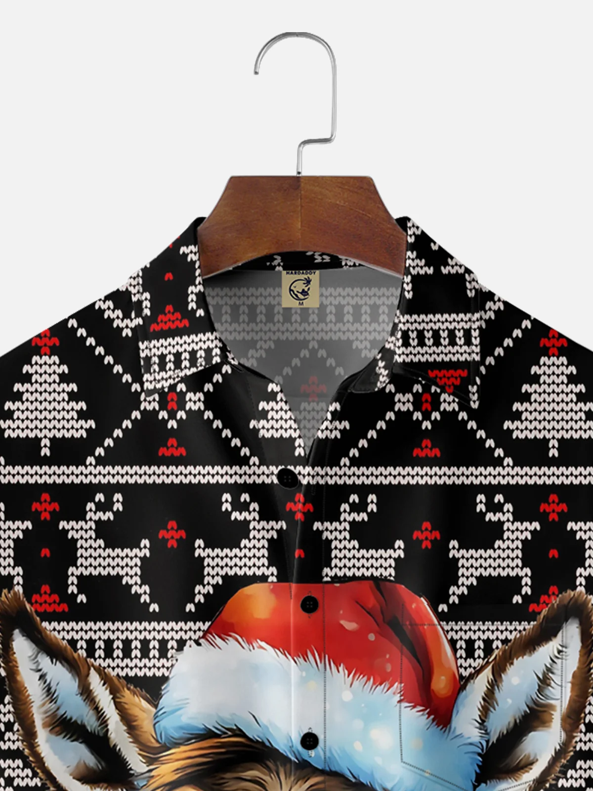 Moisture-wicking Christmas Santa Hat Donkey Pocket Casual Shirt
