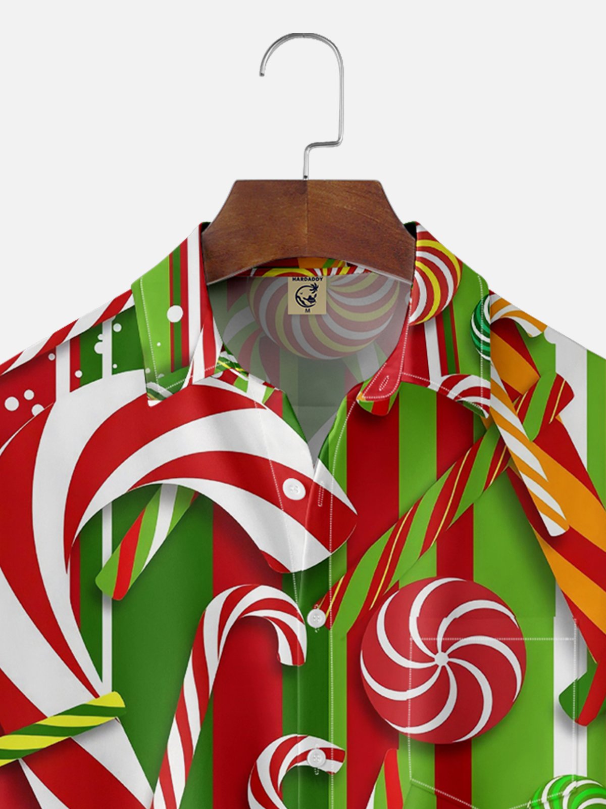 Moisture-wicking Christmas Candy Canes Pocket Casual Shirt