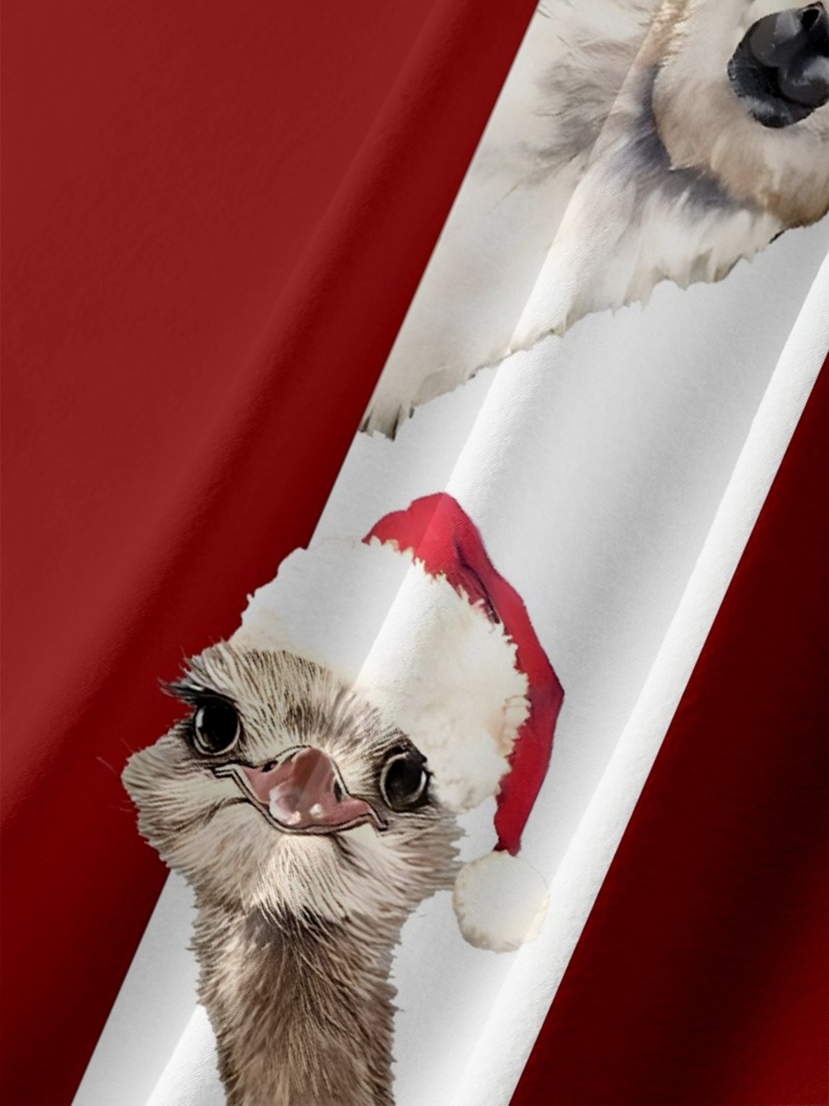 Moisture-wicking Christmas Santa Hat Giraffe Alpaca Ostrich Chest Pocket Bowling Shirt