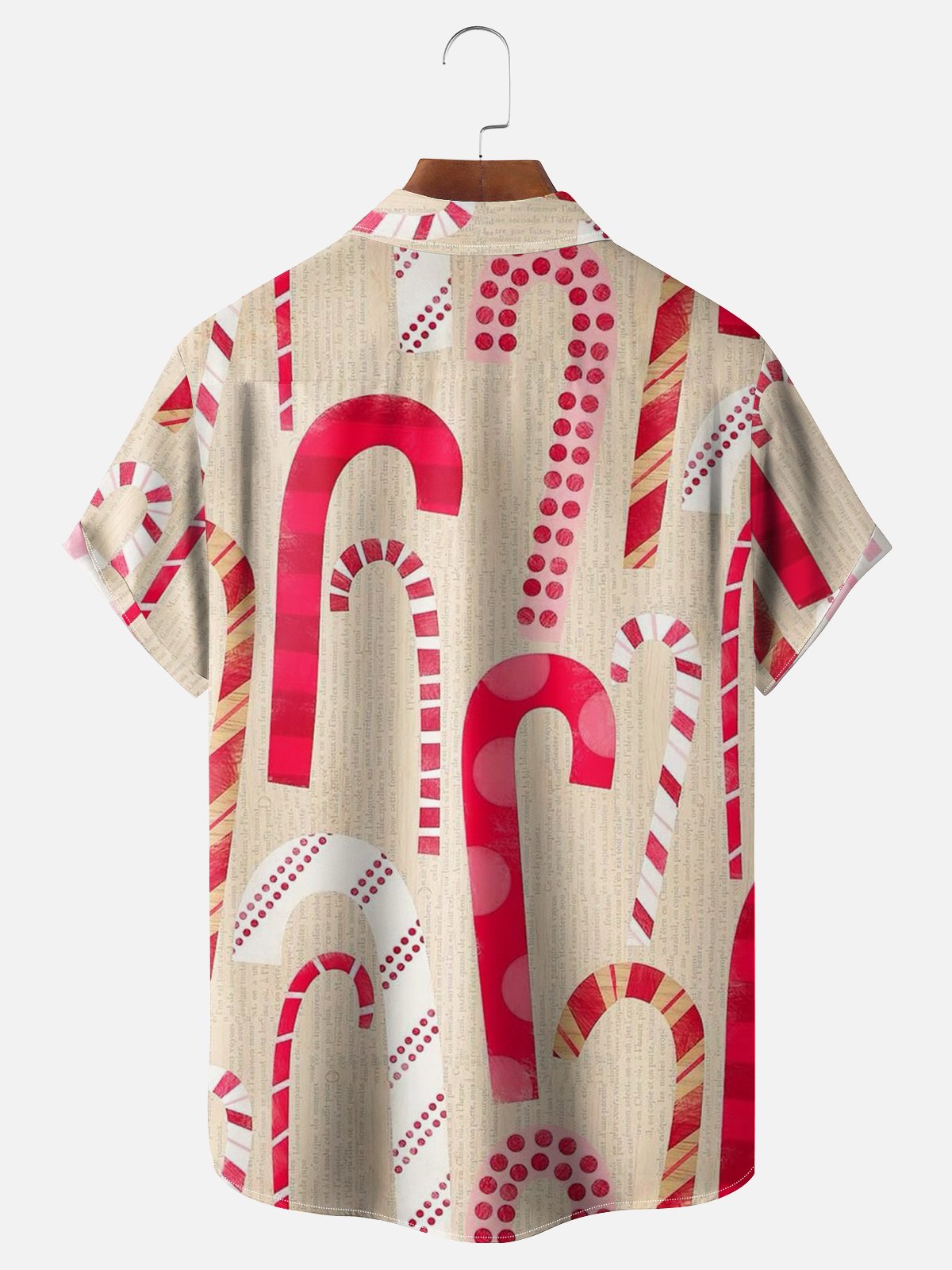 Moisture-wicking Christmas Candy Cane Cat Pocket Casual Shirt