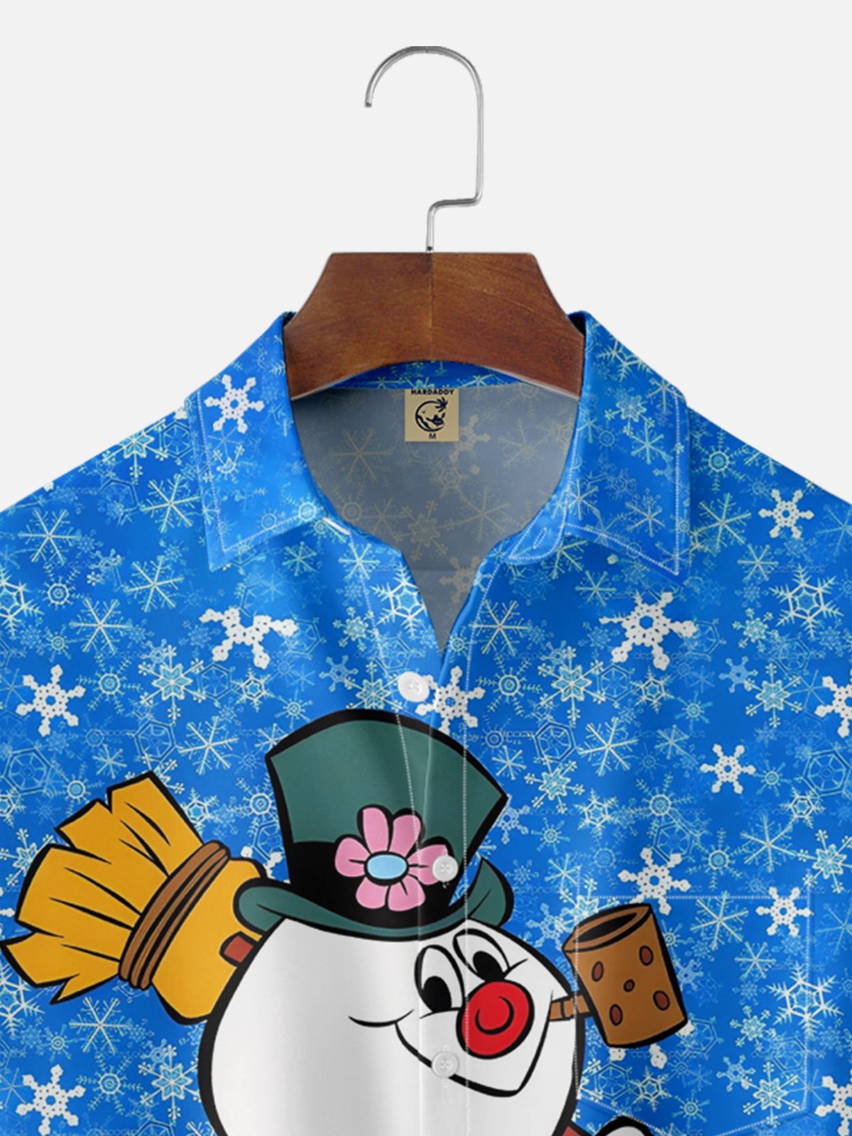 Moisture-wicking Christmas Snowman Chest Pocket Casual Shirt