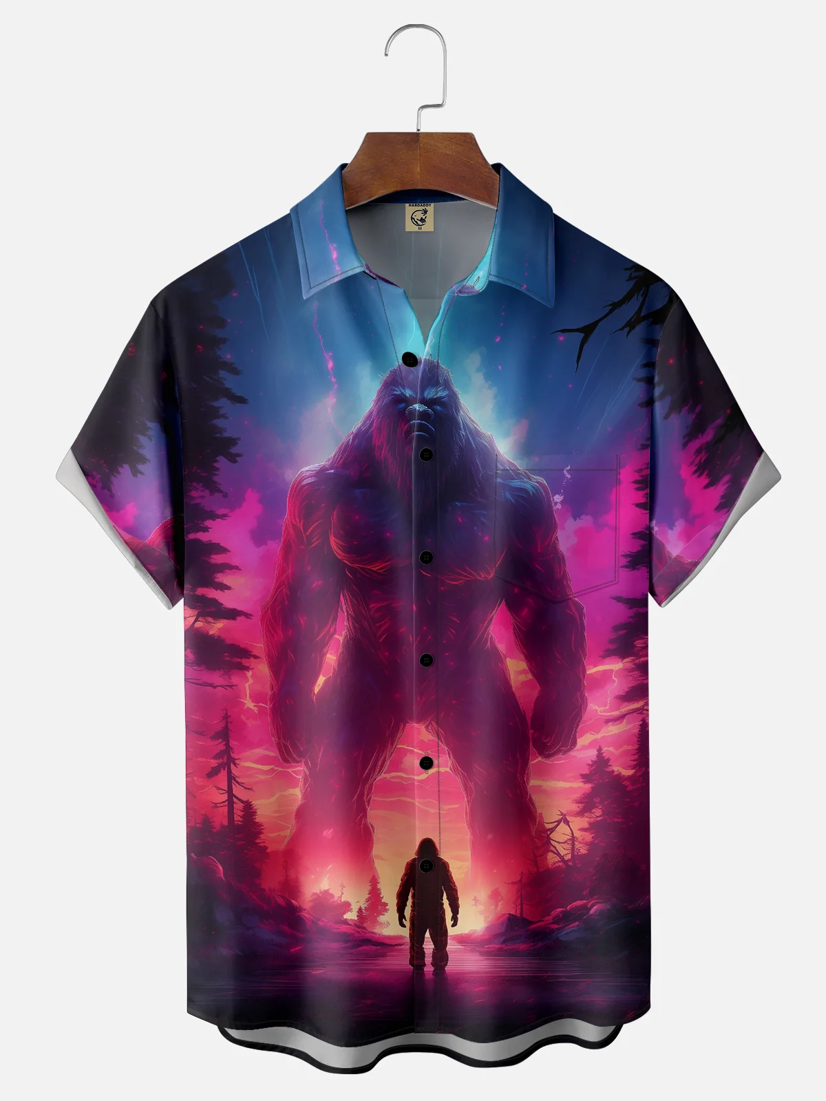 Moisture-wicking Bigfoot Adventure Gradient Pocket Hawaiian Shirt