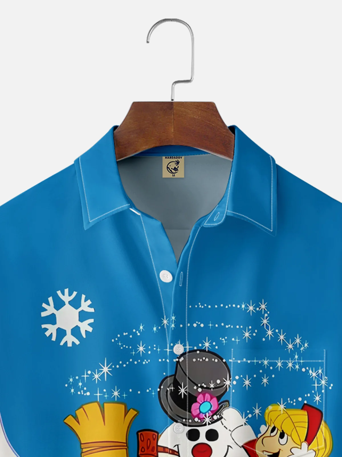 Moisture-wicking Christmas Snowman Chest Pocket Casual Shirt