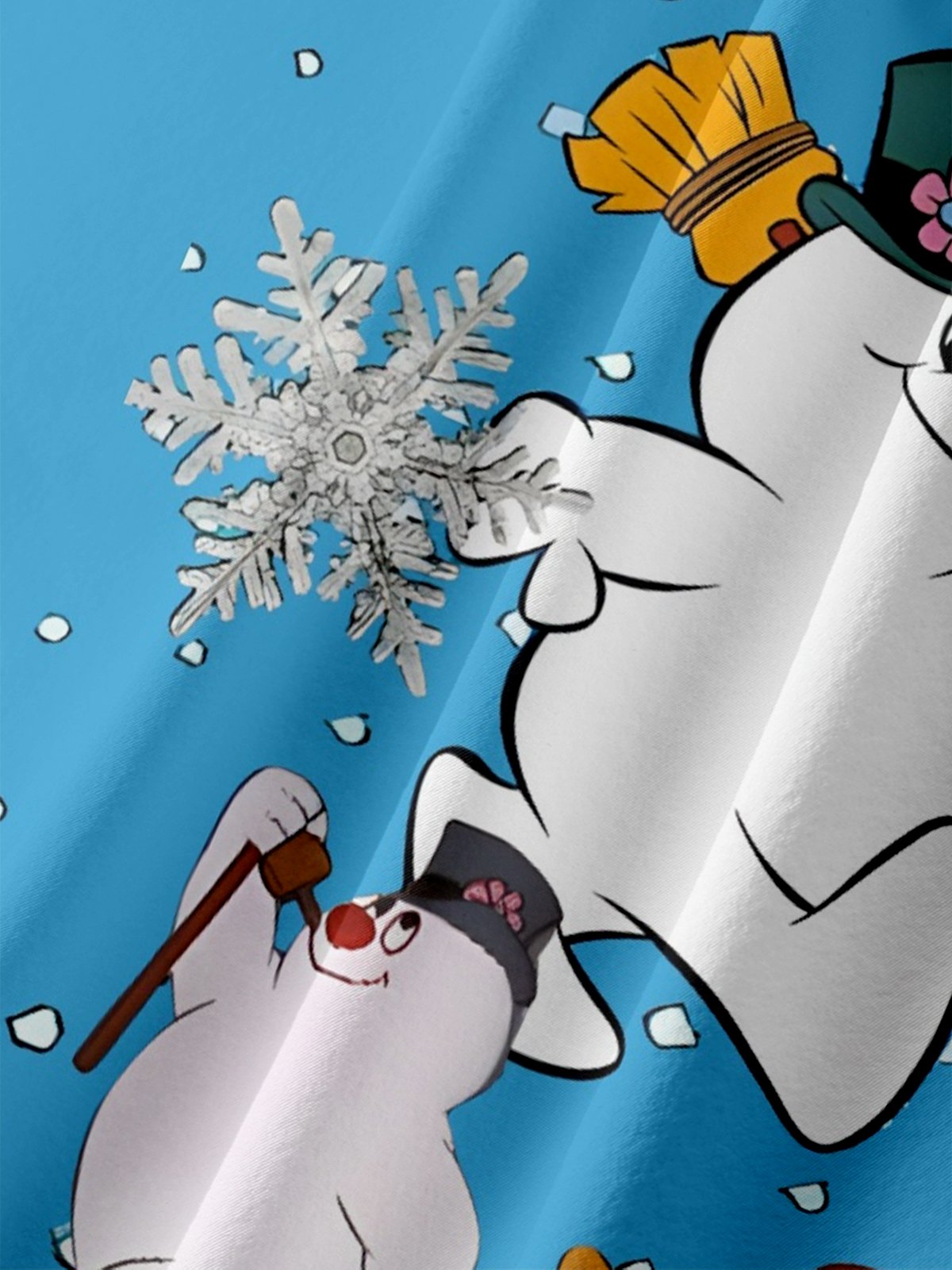 Moisture-wicking Christmas Snowman Chest Pocket Casual Shirt