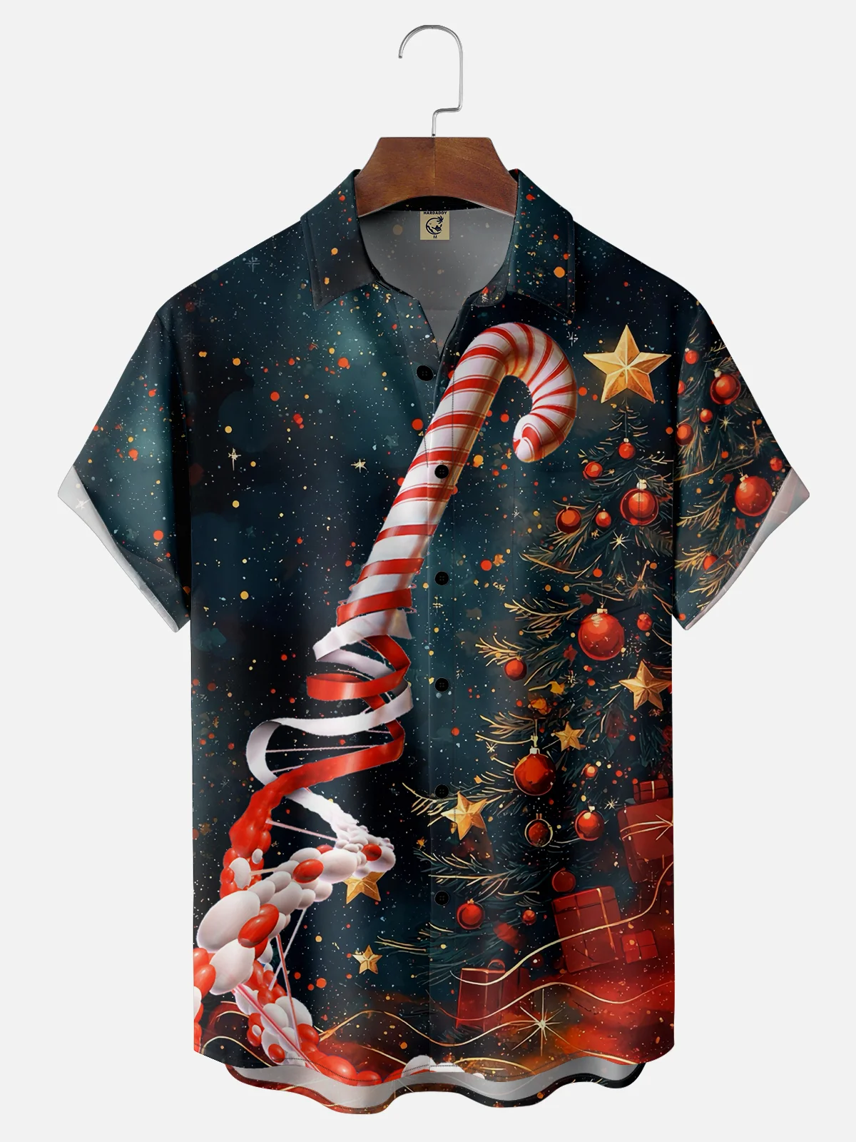 Moisture-wicking Christmas Tree Candy Canes Pocket Casual Shirt