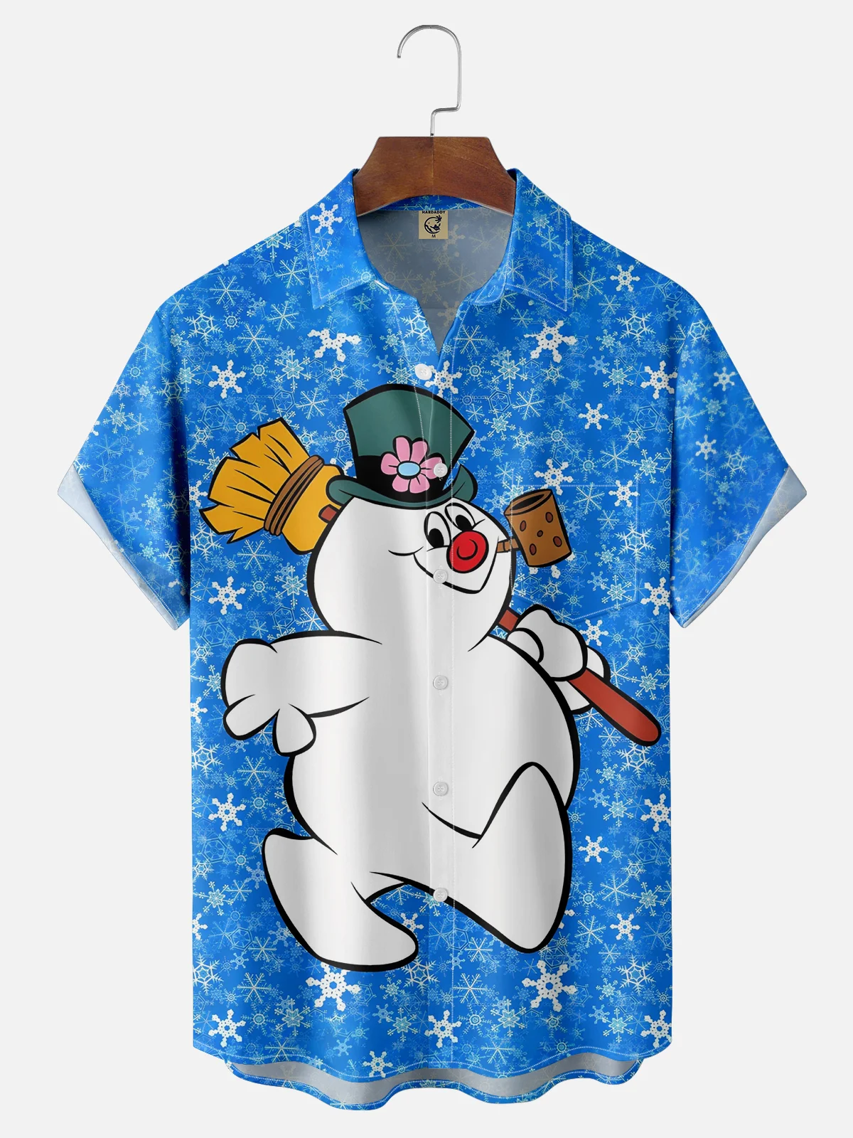 Moisture-wicking Christmas Snowman Chest Pocket Casual Shirt