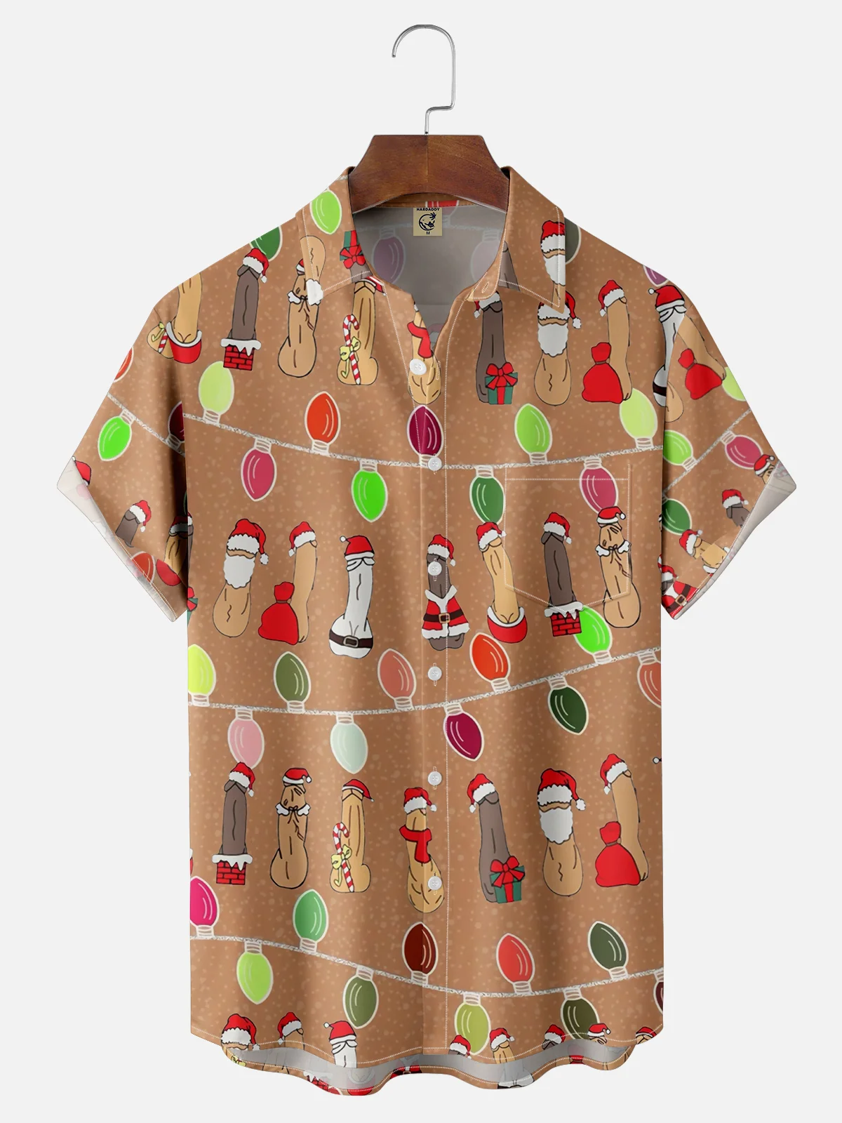 Moisture Wicking Christmas Ugly Decorated Chest Pocket Casual Shirt