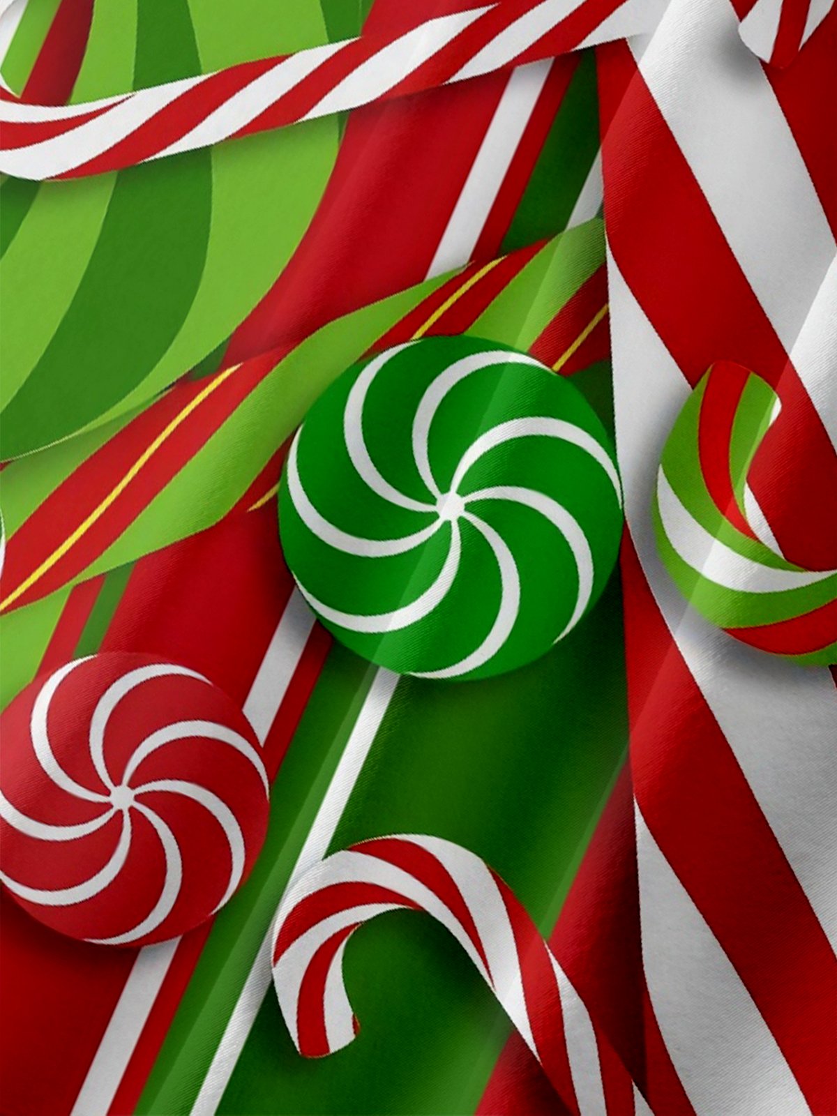 Moisture-wicking Christmas Candy Canes Pocket Casual Shirt