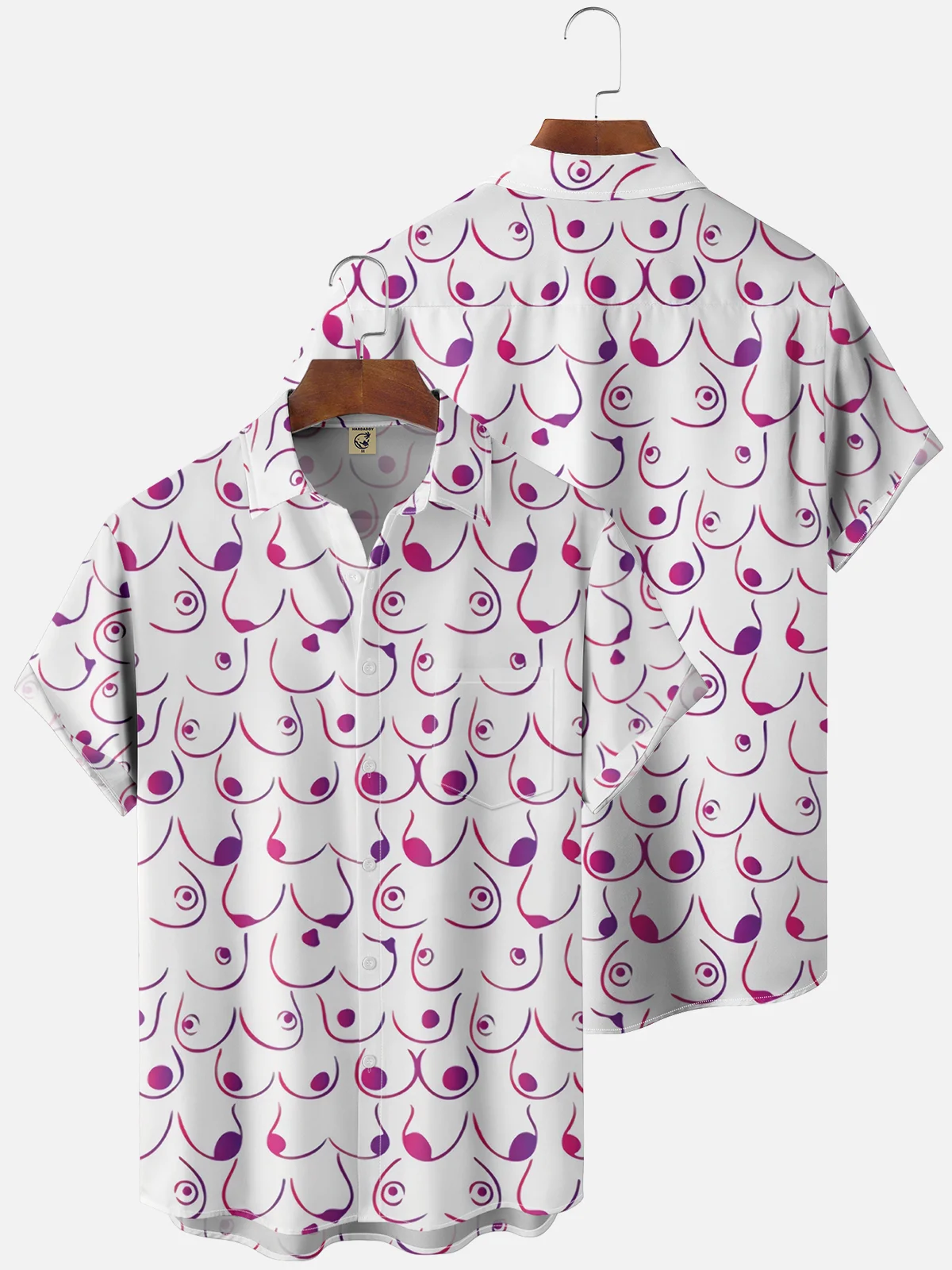 Moisture-wicking Art Breast Chest Pocket Casual Shirt