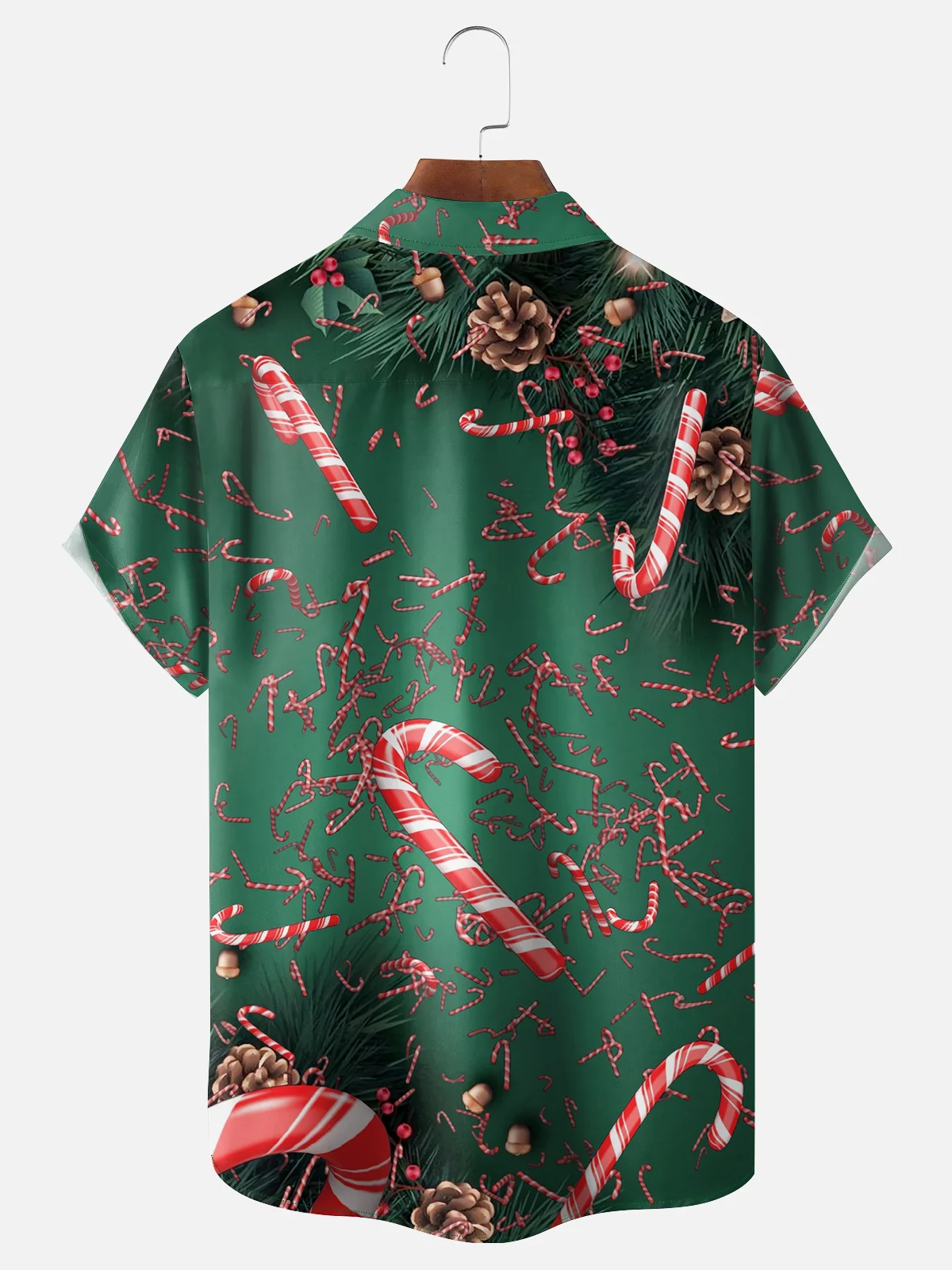 Moisture-wicking Christmas Dinosaur Candy Canes Chest Pocket Casual Shirt