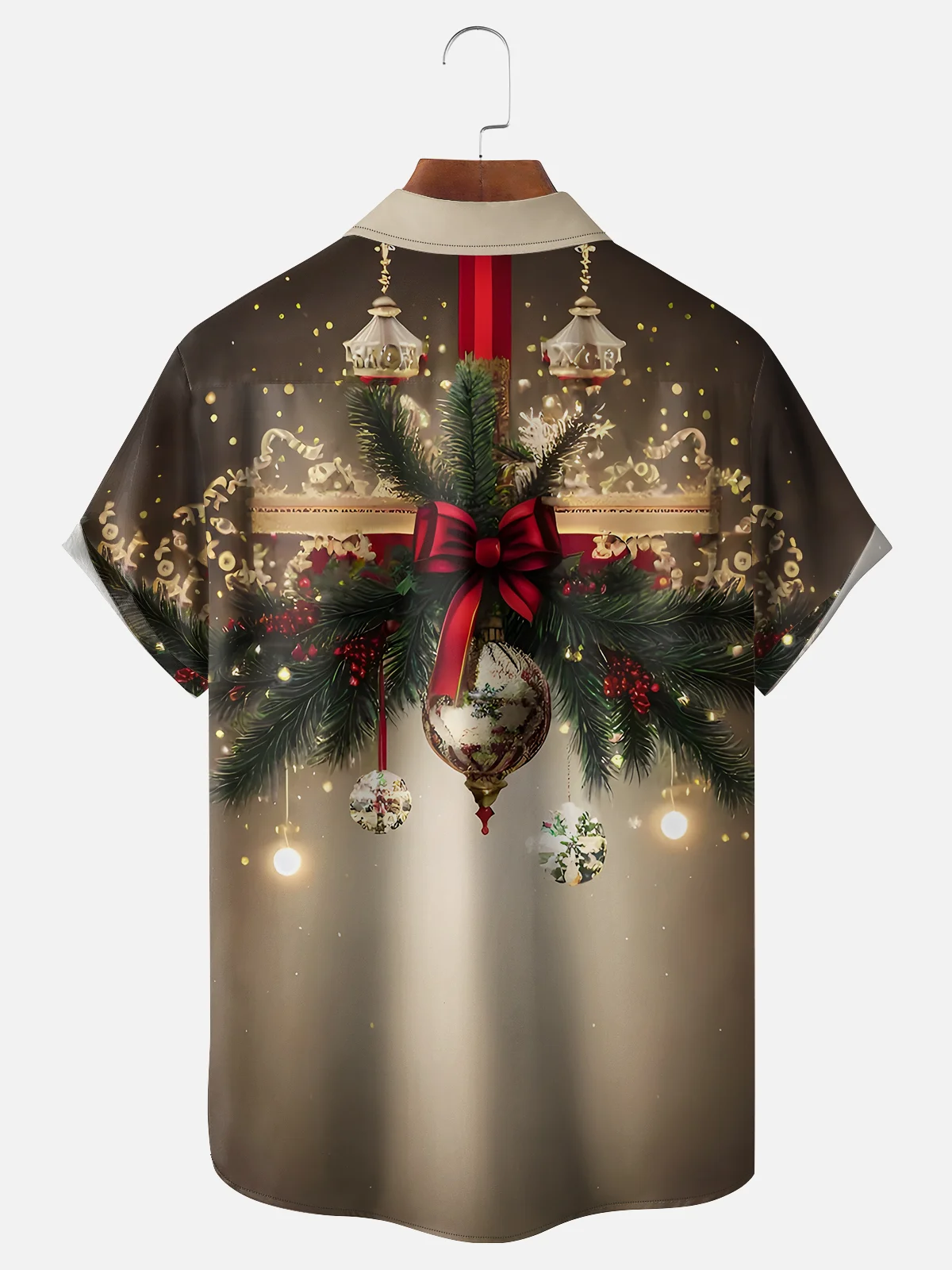 Moisture-wicking Christmas Decoration Chest Pocket Hawaiian Shirt