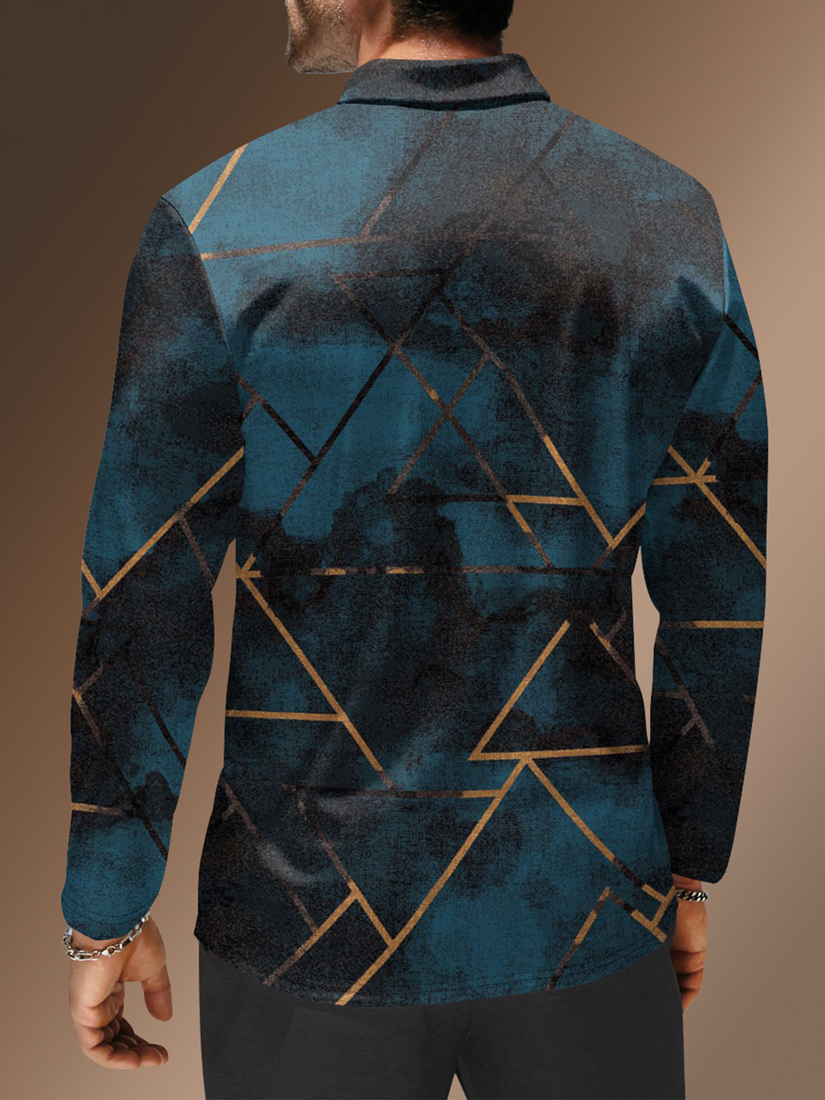 Moisture Wicking Artistic Abstract Geometric Gradient Golf Polo