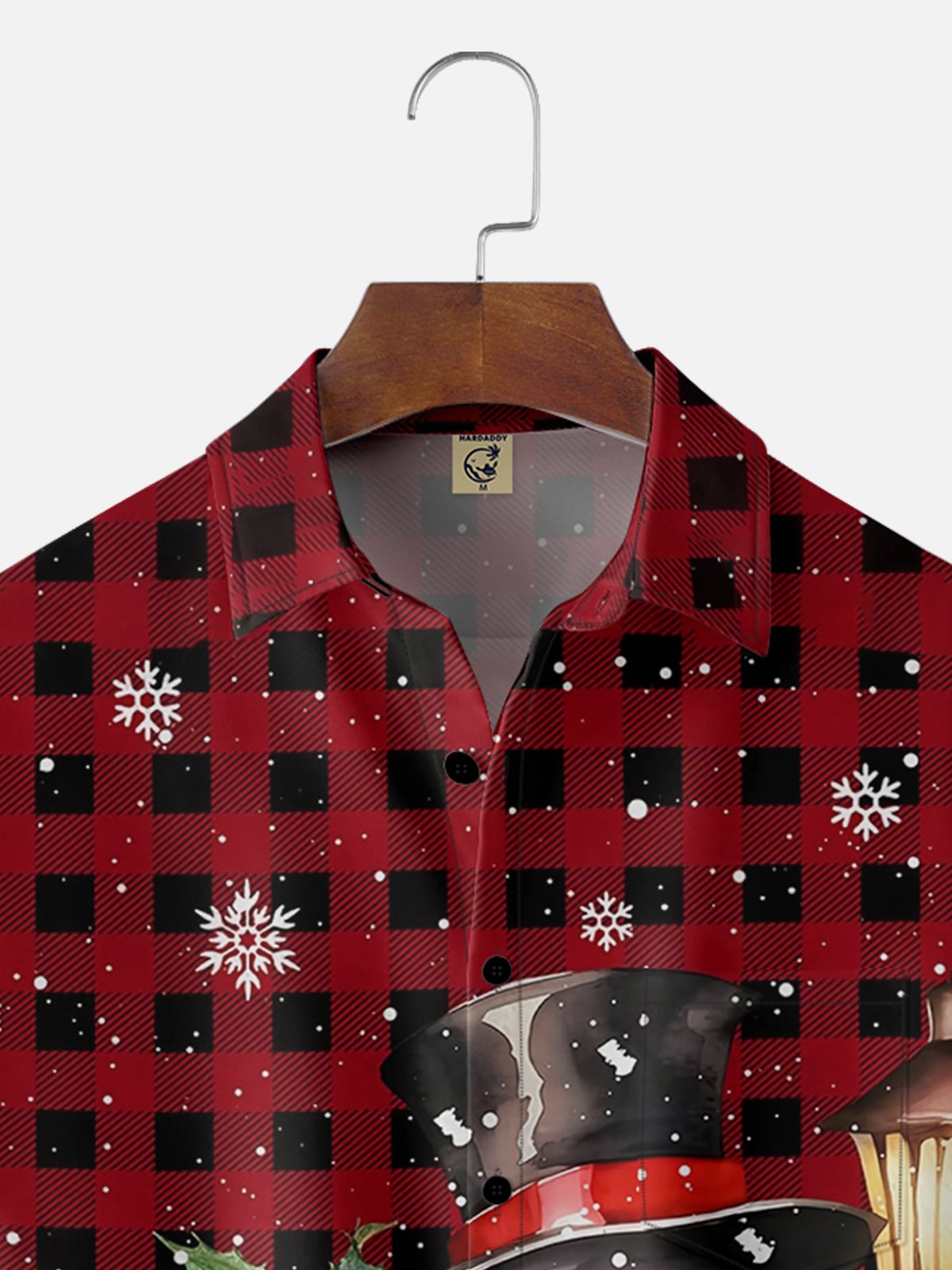 Moisture-wicking Christmas Snowman Snowflakes Stripes Chest Pocket Casual Shirt