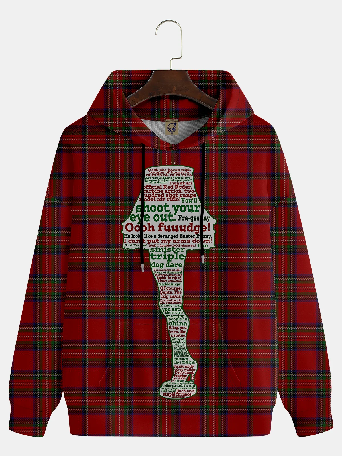 Christmas Plaid Thigh Lamp Hoodie Sweatshirt