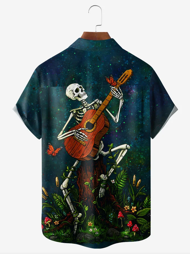 Tall Size David Lozeau Artist Collaboration Illustration Moisture-wicking Chest Pocket Casual Shirt