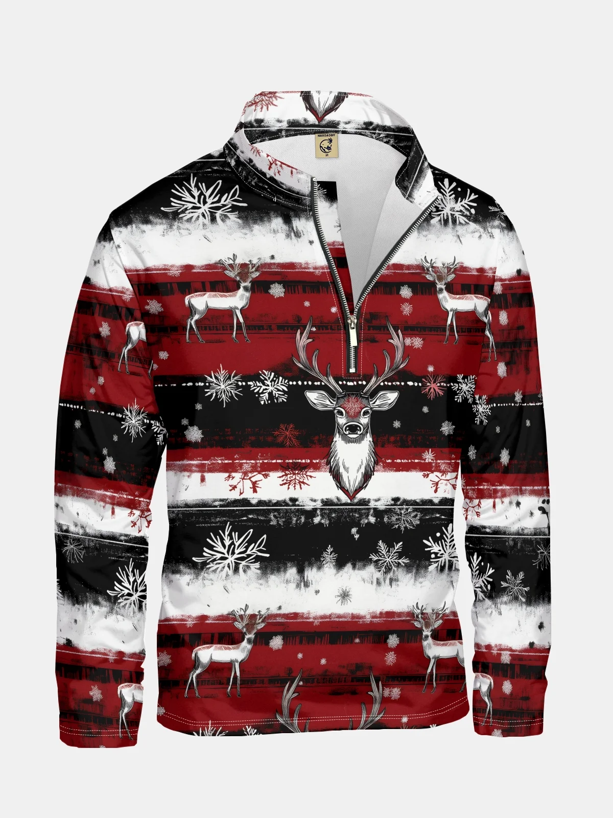 Christmas Snowflake Reindeer Half-zip Pullover Sweatshirt