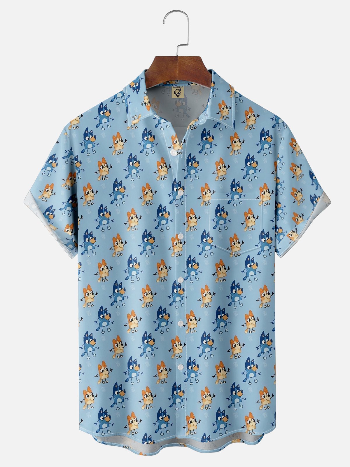 Moisture-wicking Cartoon Dog Chest Pocket Casual Shirt