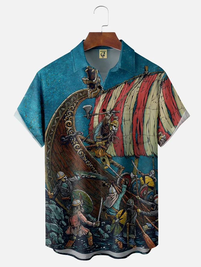 Tall Size David Lozeau Artist Collaboration Illustration Moisture-wicking Chest Pocket Casual Shirt