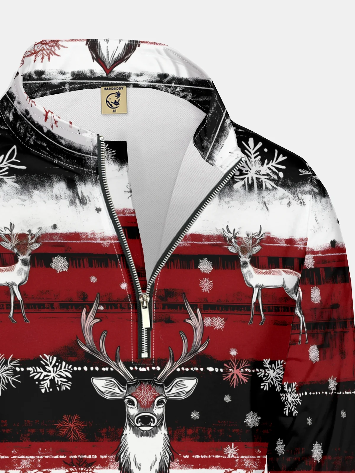 Christmas Snowflake Reindeer Half-zip Pullover Sweatshirt