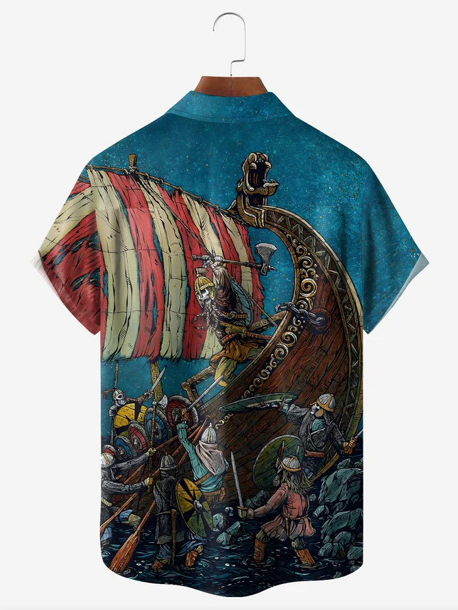 Tall Size David Lozeau Artist Collaboration Illustration Moisture-wicking Chest Pocket Casual Shirt