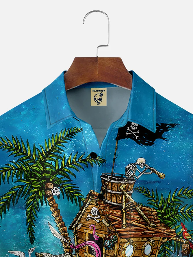 Tall Size David Lozeau Artist Collaboration Illustration Moisture-wicking Chest Pocket Casual Shirt