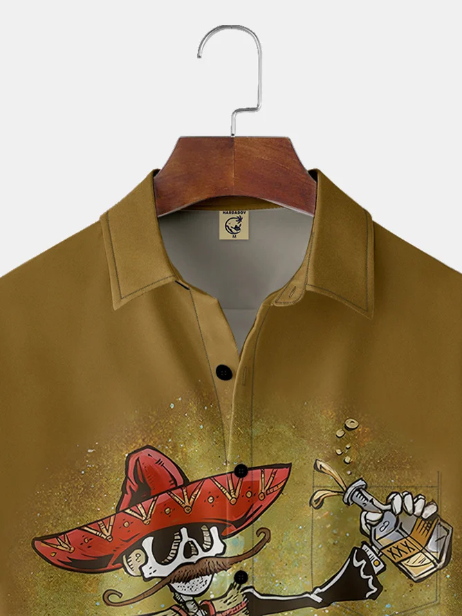 Tall Size David Lozeau Artist Collaboration Illustration Moisture-wicking Chest Pocket Casual Shirt