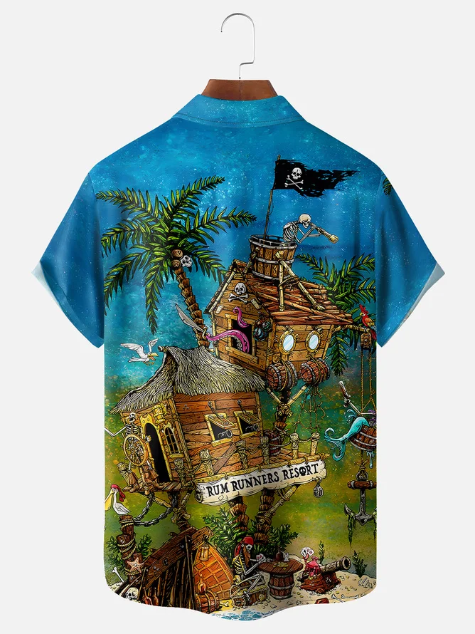 Tall Size David Lozeau Artist Collaboration Illustration Moisture-wicking Chest Pocket Casual Shirt