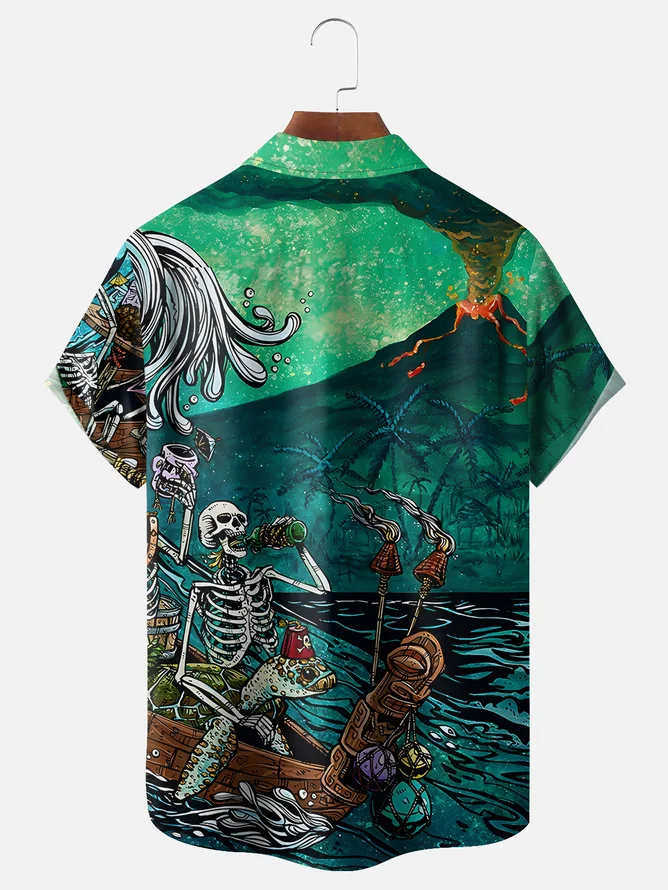 Tall Size David Lozeau Artist Collaboration Illustration Moisture-wicking Chest Pocket Casual Shirt