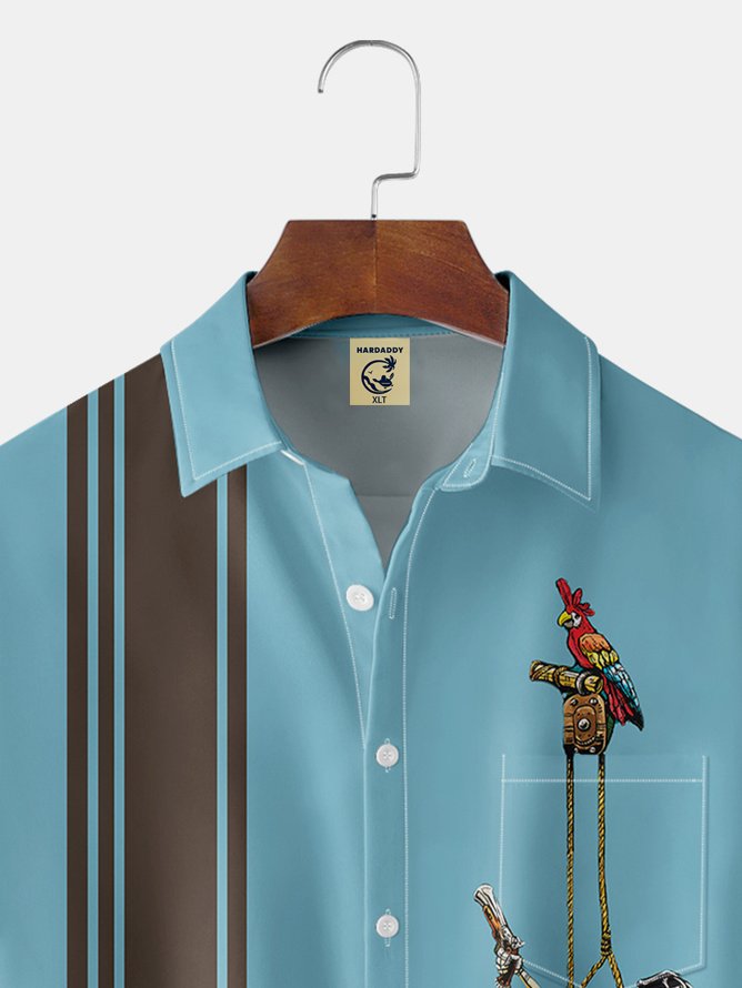 Tall Size David Lozeau Artist Collaboration Illustration Moisture-wicking Chest Pocket Casual Shirt