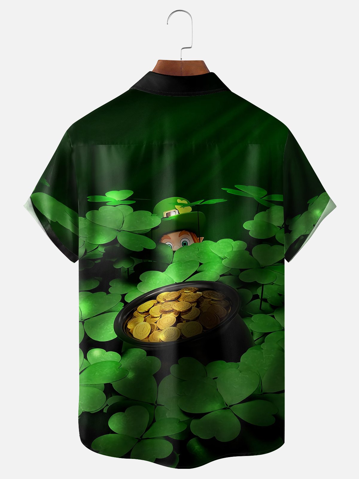 Moisture-wicking St Patricks Day Shamrock Chest Pocket Casual Shirt