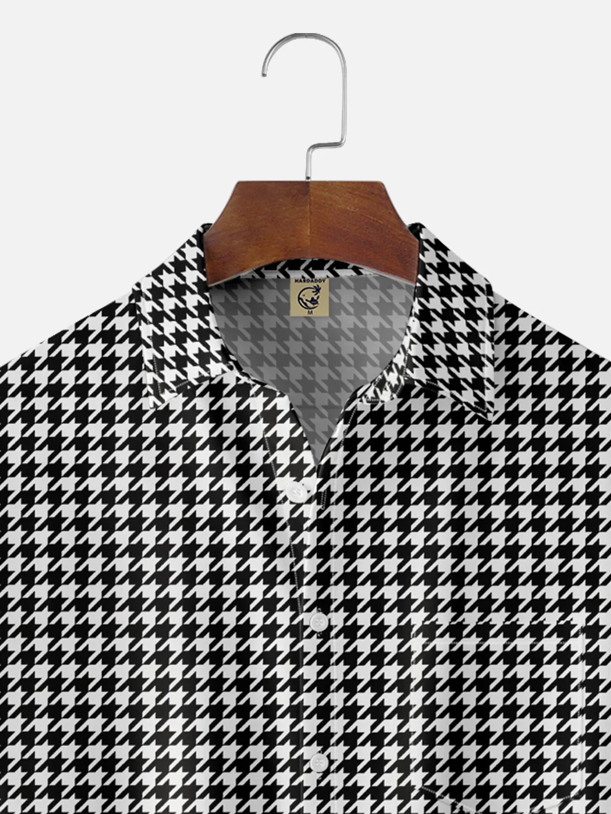 Moisture-wicking Houndstooth Dogtooth Chest Pocket Casual Shirt