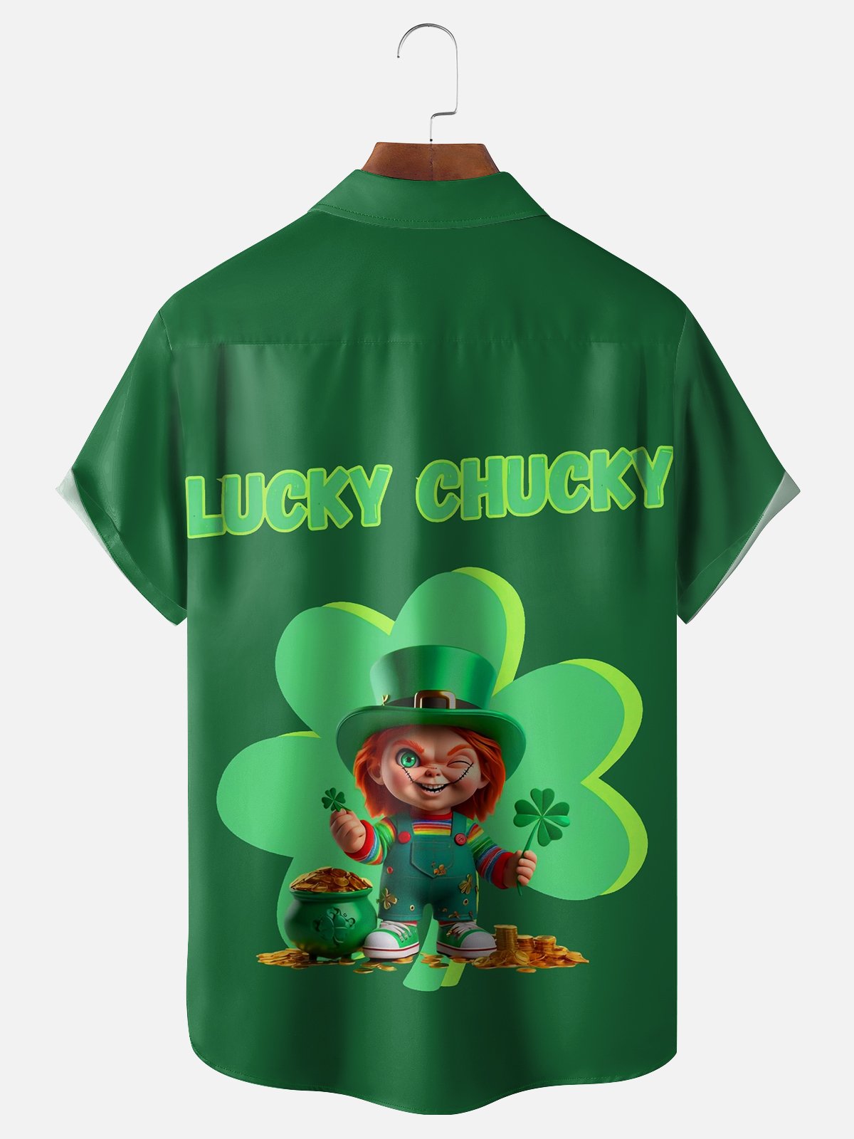 Moisture-wicking St Patricks Day Shamrock Chest Pocket Casual Shirt