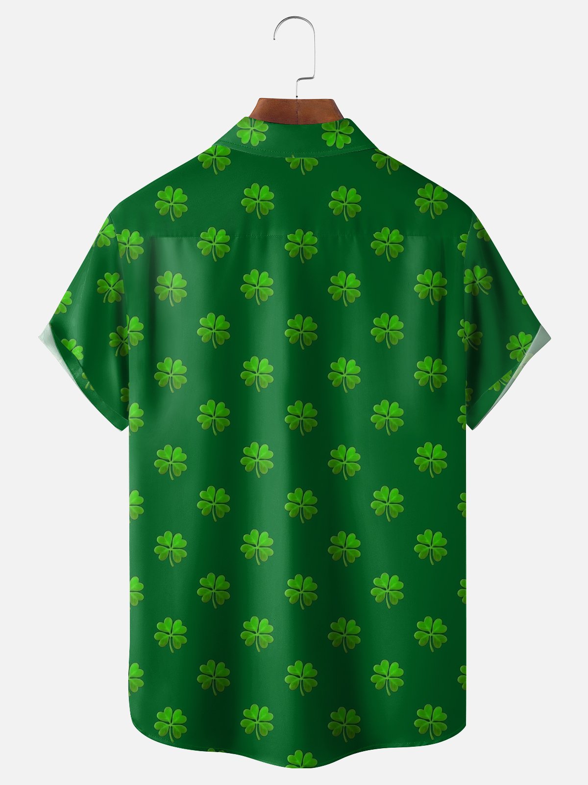 Moisture-wicking St Patricks Day Shamrock Chest Pocket Bowling Shirt