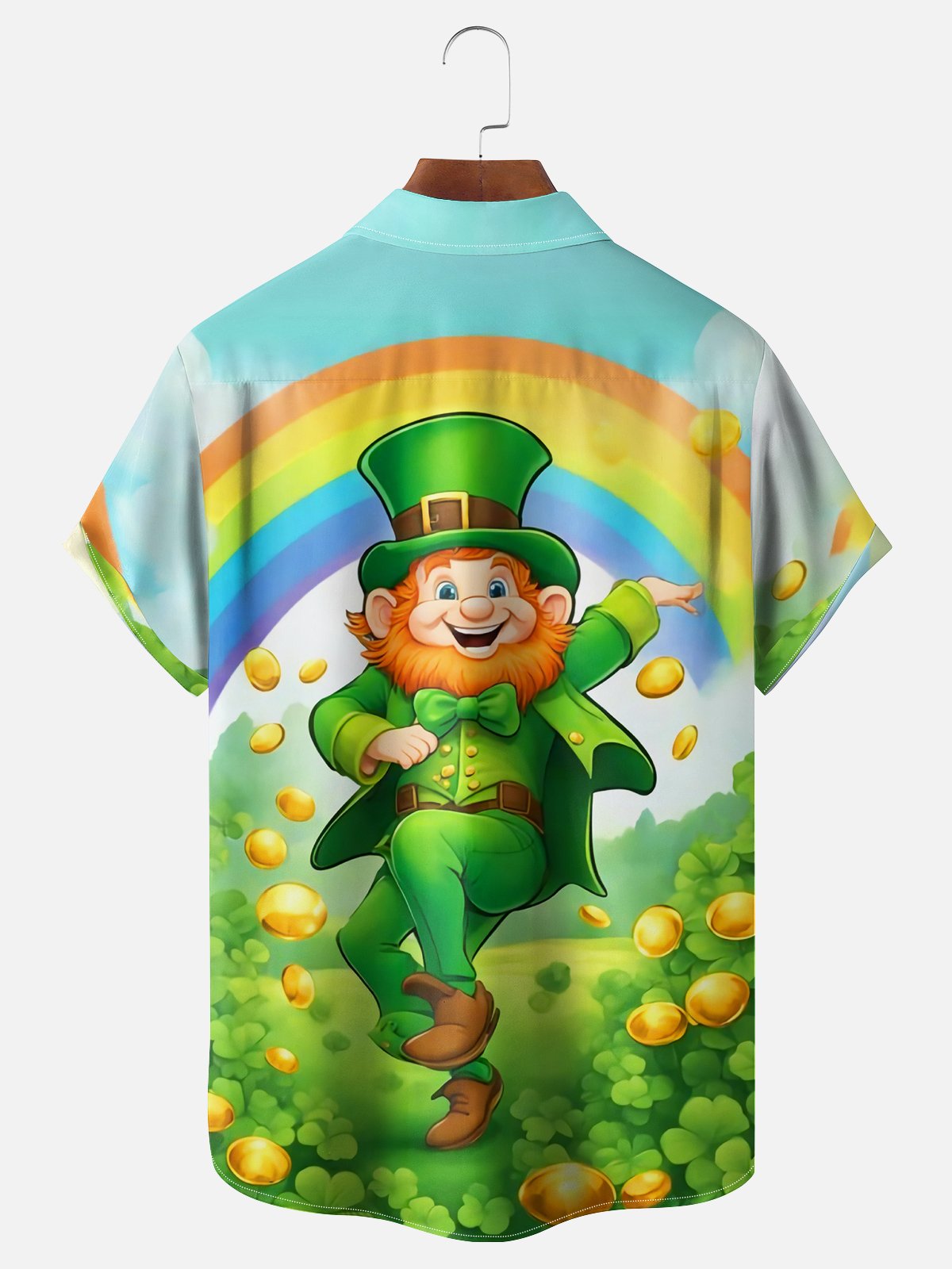 Moisture-wicking St Patricks Day Shamrock Chest Pocket Casual Shirt